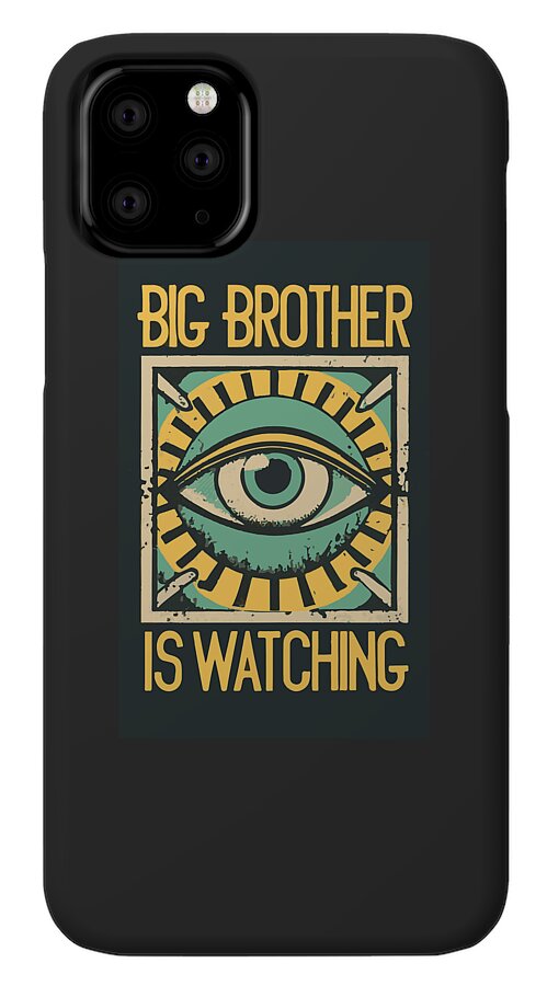 Black phone case with Big Brother is Watching eye design