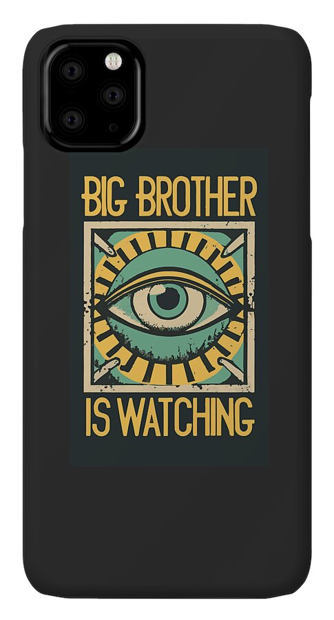 Black phone case with Big Brother is Watching eye design