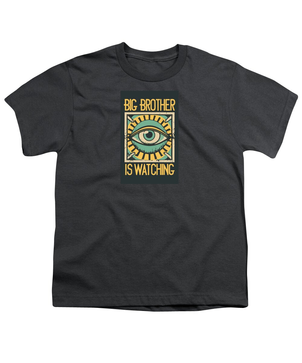 Youth T-shirt in charcoal with centered eye graphic print