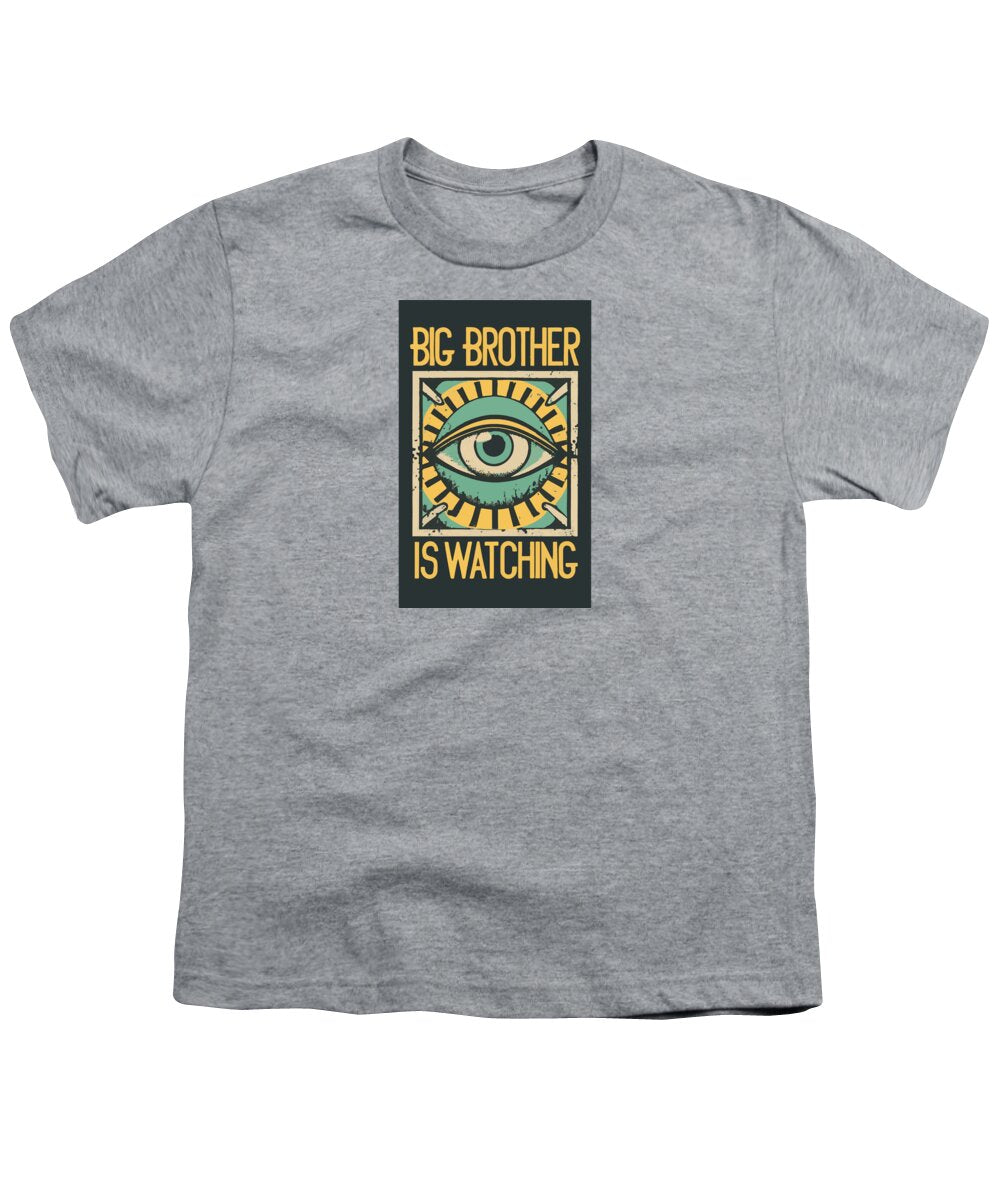 Youth T-shirt in heather gray with centered eye graphic print