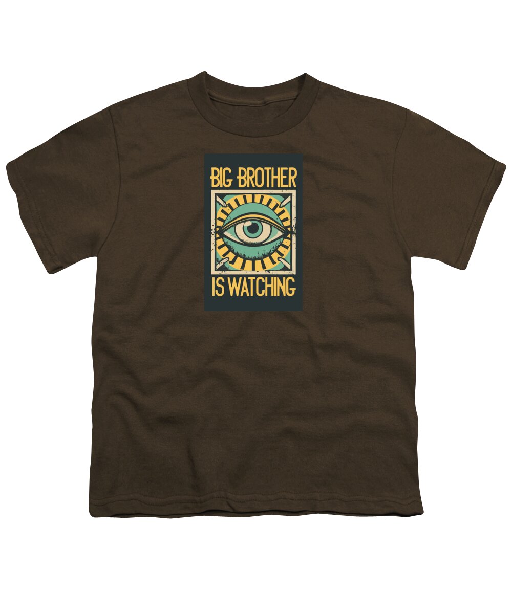 Youth T-shirt in coffee brown with centered eye graphic print