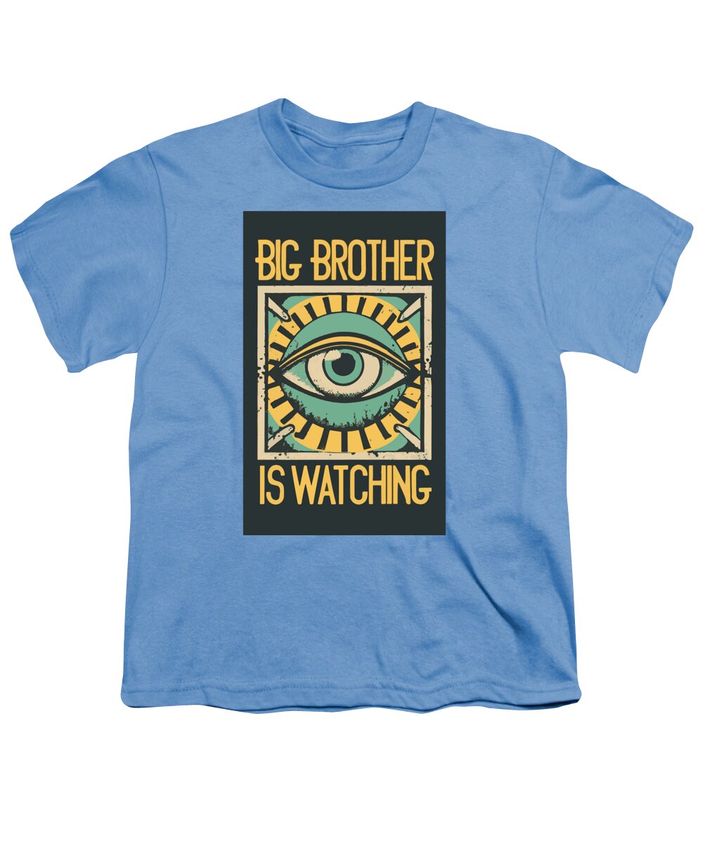 Youth t-shirt, light blue, with front eye graphic and "Big Brother is Watching"