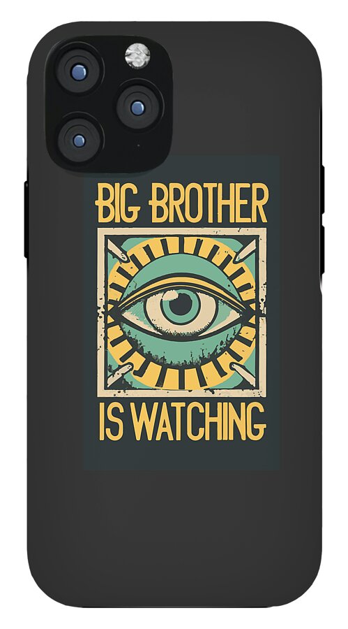 Black phone case with Big Brother is Watching eye design