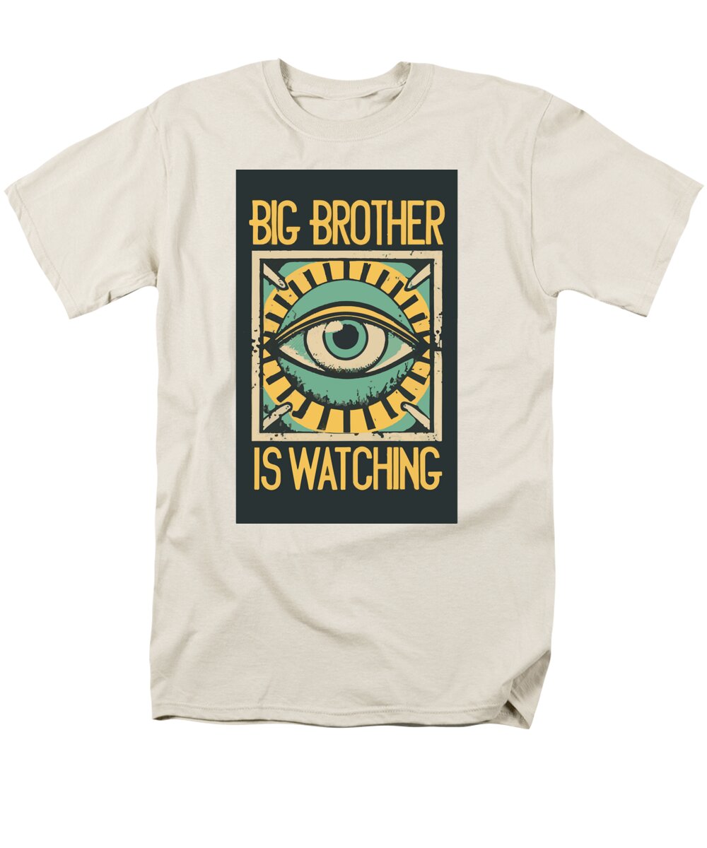 Men's T-shirt in cream with 'Big Brother is Watching' eye graphic