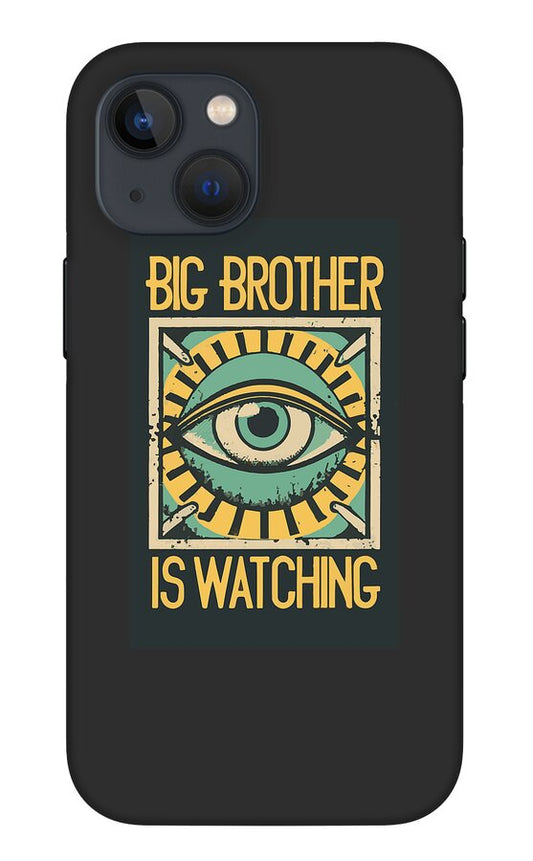 Black phone case with centered eye graphic and text "BIG BROTHER IS WATCHING".