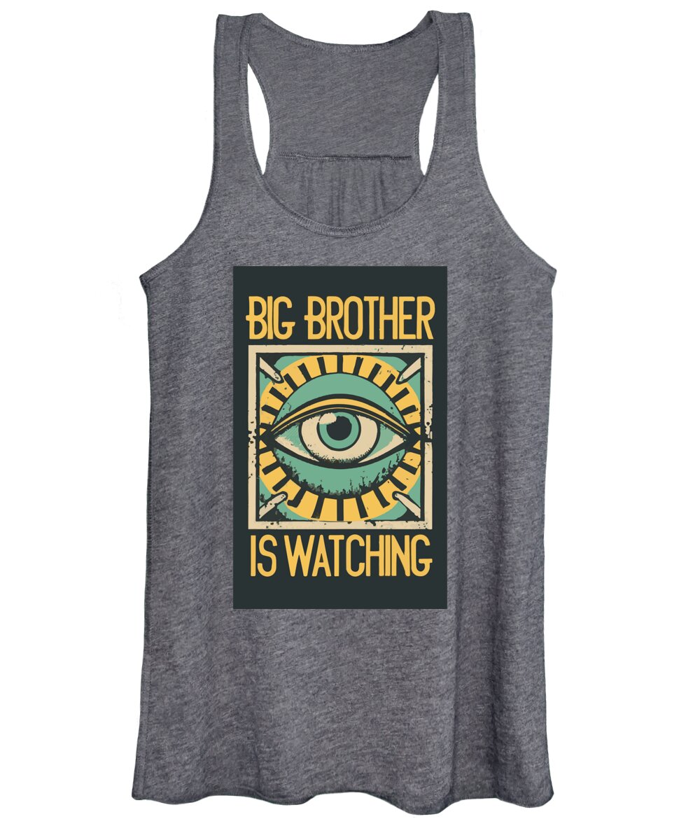 Heather charcoal women’s tank top with front eye graphic