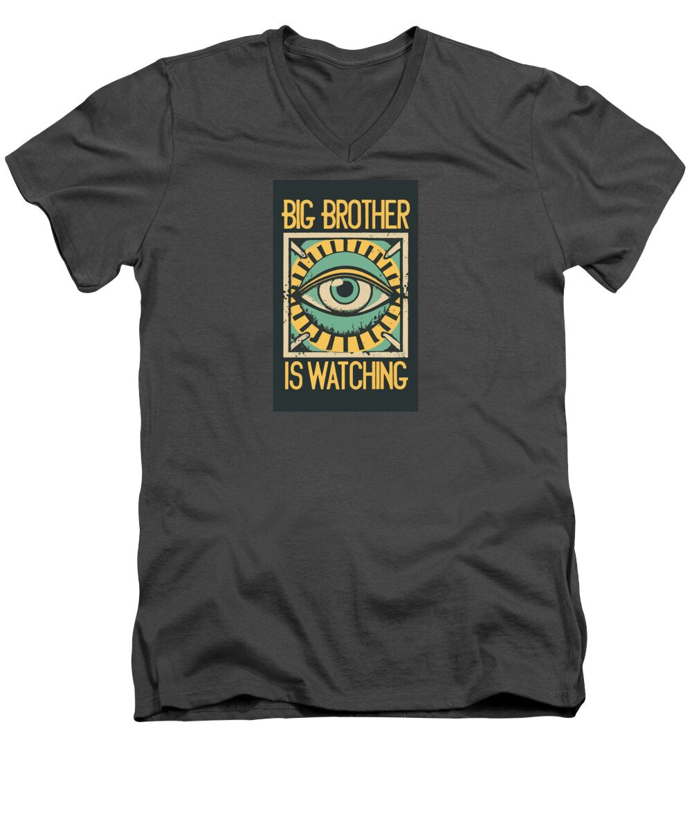 Men's charcoal v-neck t-shirt with eye graphic and text print