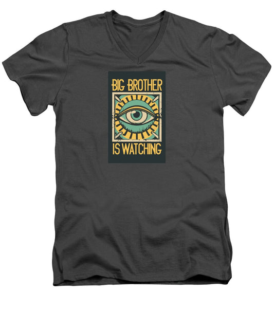 Men's charcoal v-neck t-shirt with eye graphic and text print