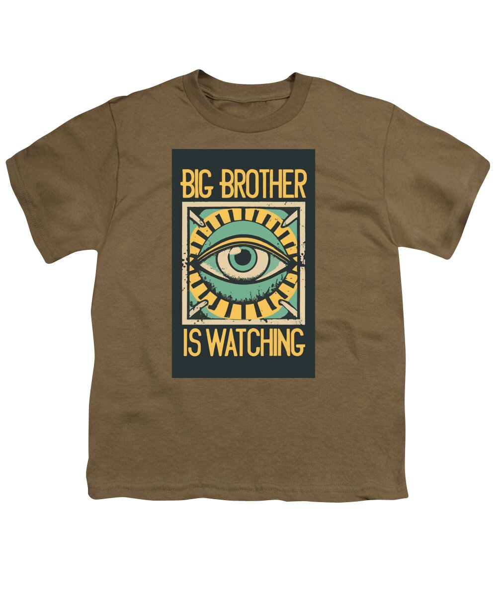Brown youth t-shirt with colorful watching eye front graphic