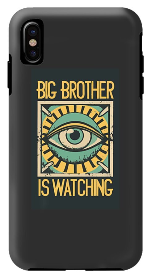Matte black phone case with “Big Brother is Watching” eye graphic, single camera cutout.