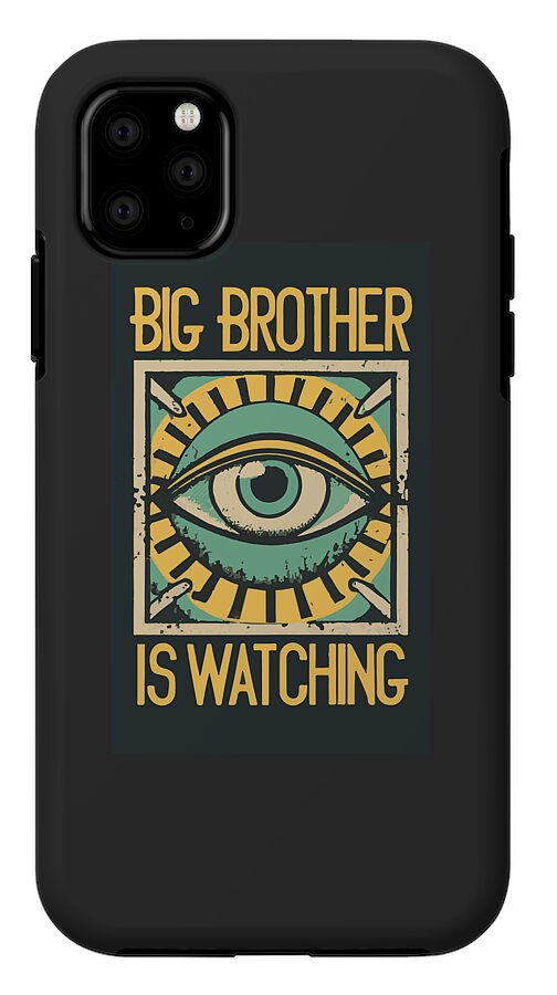 Black phone case with Big Brother is Watching eye design
