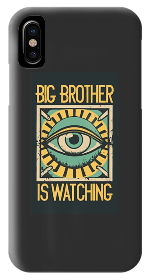 Matte black phone case with “Big Brother is Watching” eye graphic, single camera cutout.