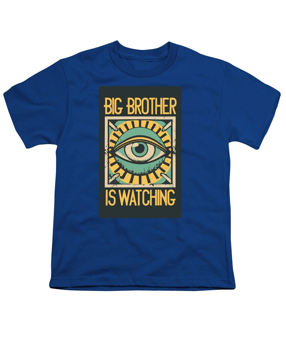 Royal blue youth t-shirt with colorful watching eye front graphic
