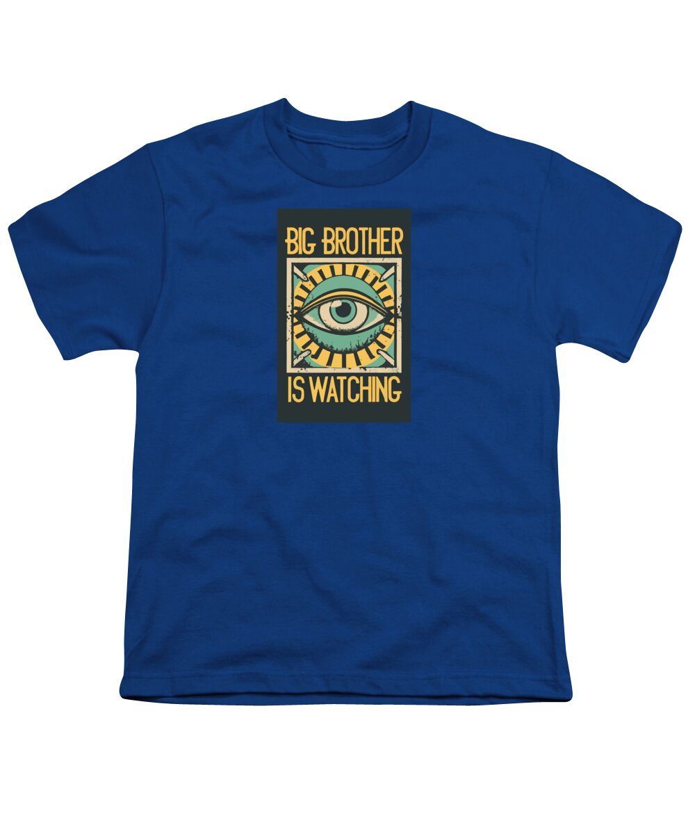 Royal blue youth T-shirt with 'Big Brother is Watching' eye graphic