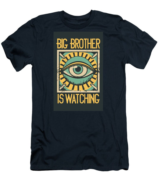 Navy graphic T-shirt with square eye print and crew neck