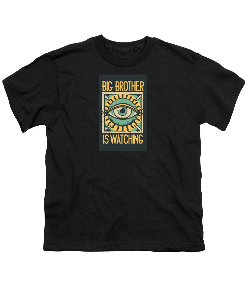 Youth T-shirt in black with centered eye graphic print