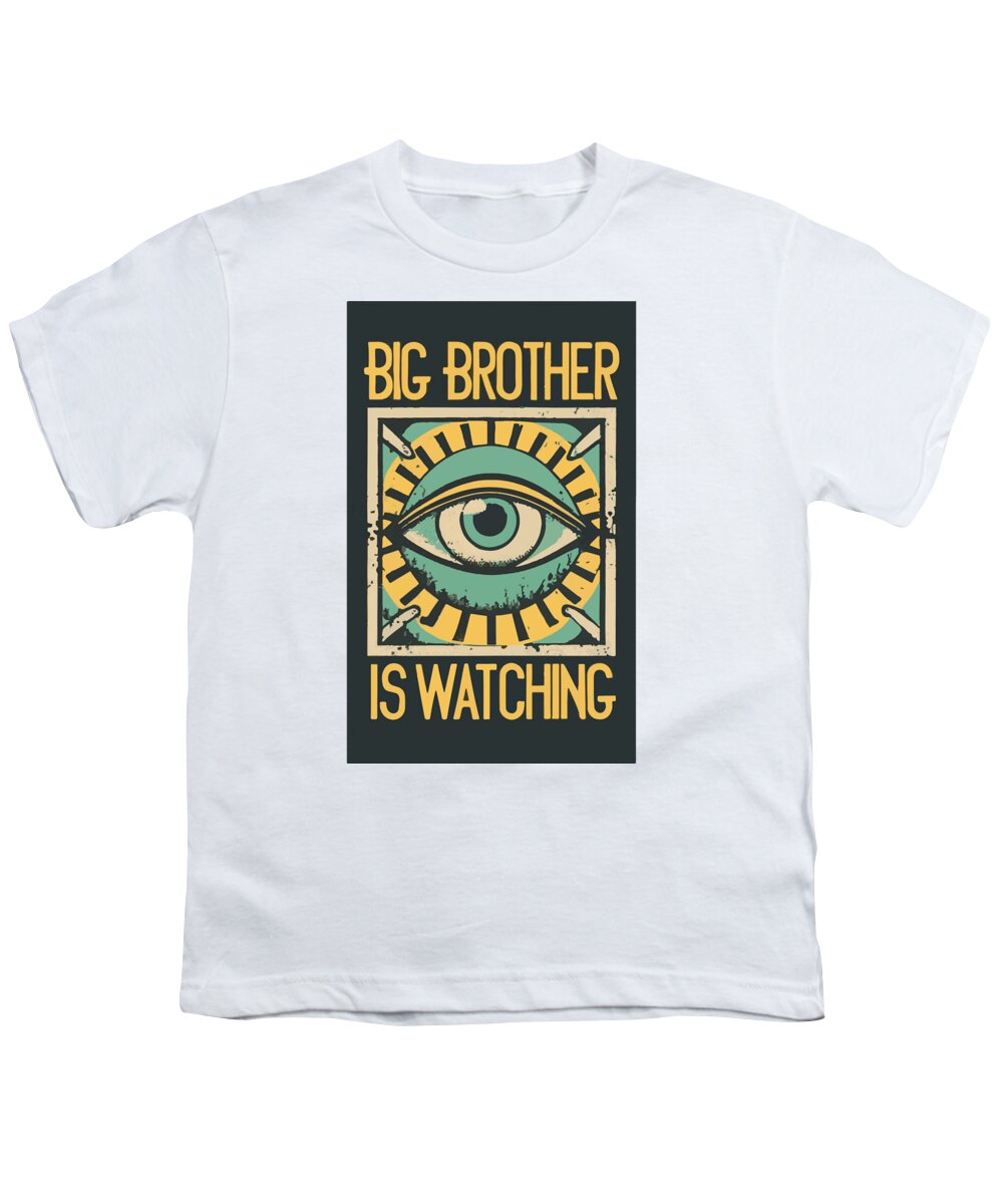 White youth t-shirt with colorful watching eye front graphic