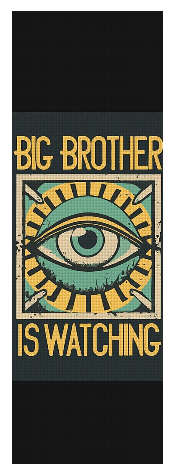 Yoga mat with Big Brother is Watching text and central eye emblem