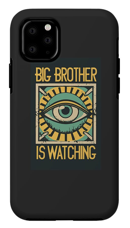 Black phone case with Big Brother is Watching eye design