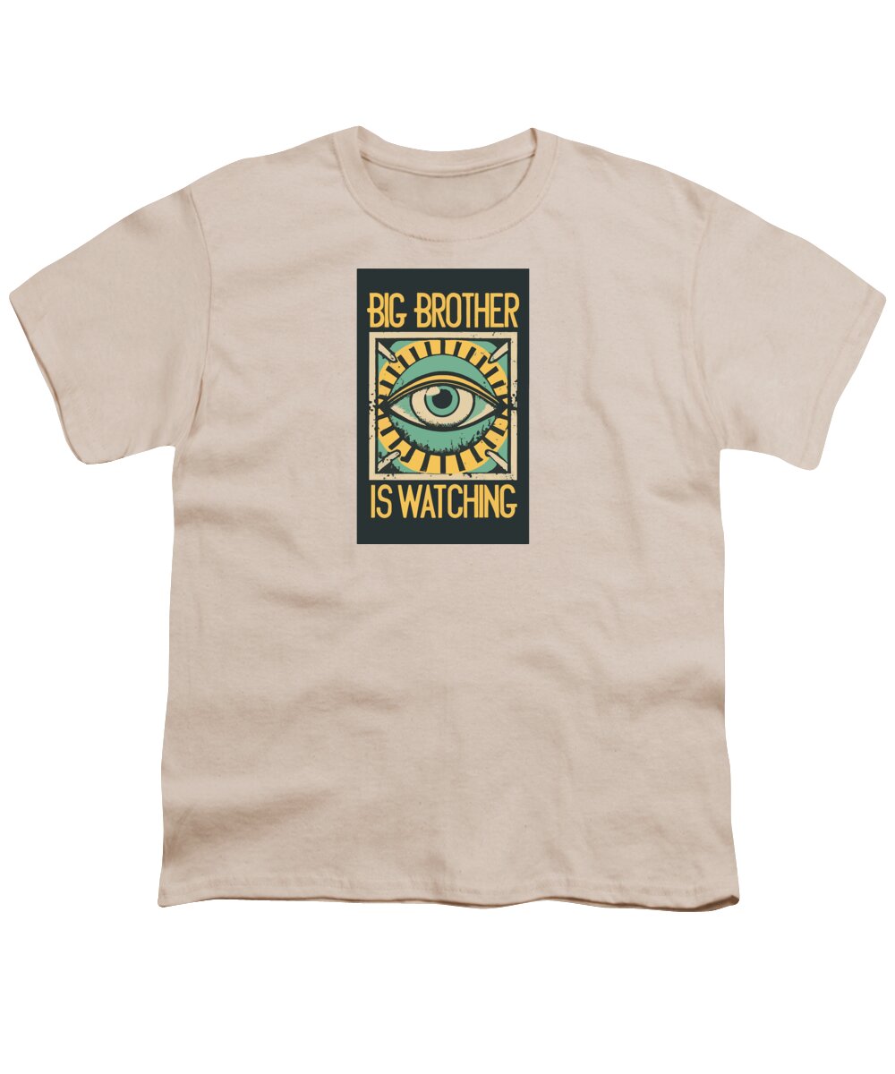 Youth T-shirt in cream with centered eye graphic print