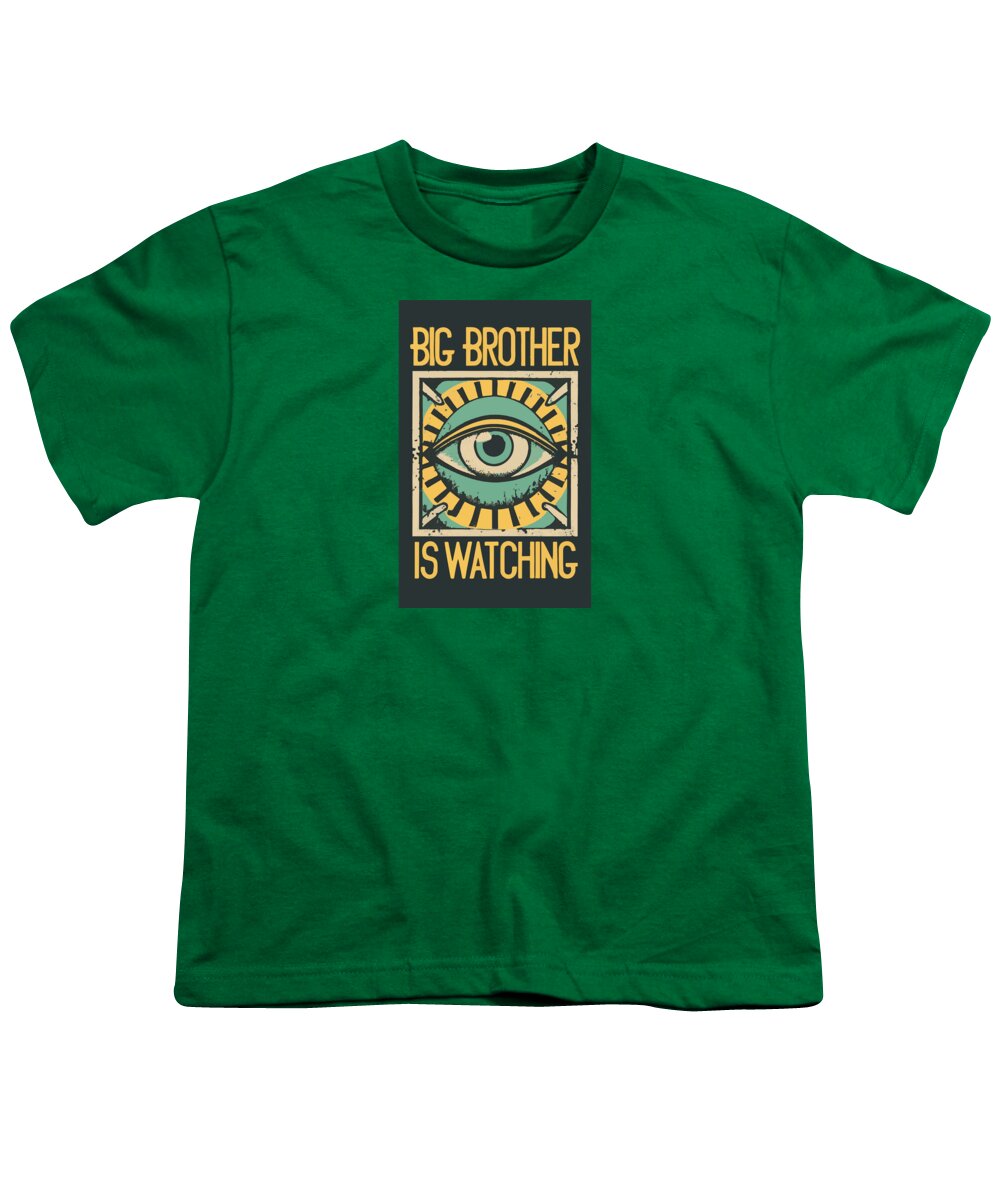 Youth T-shirt in Kelly green with centered eye graphic print
