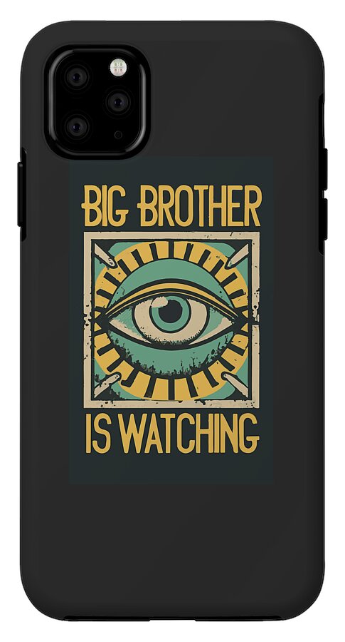 Black phone case with Big Brother is Watching eye design