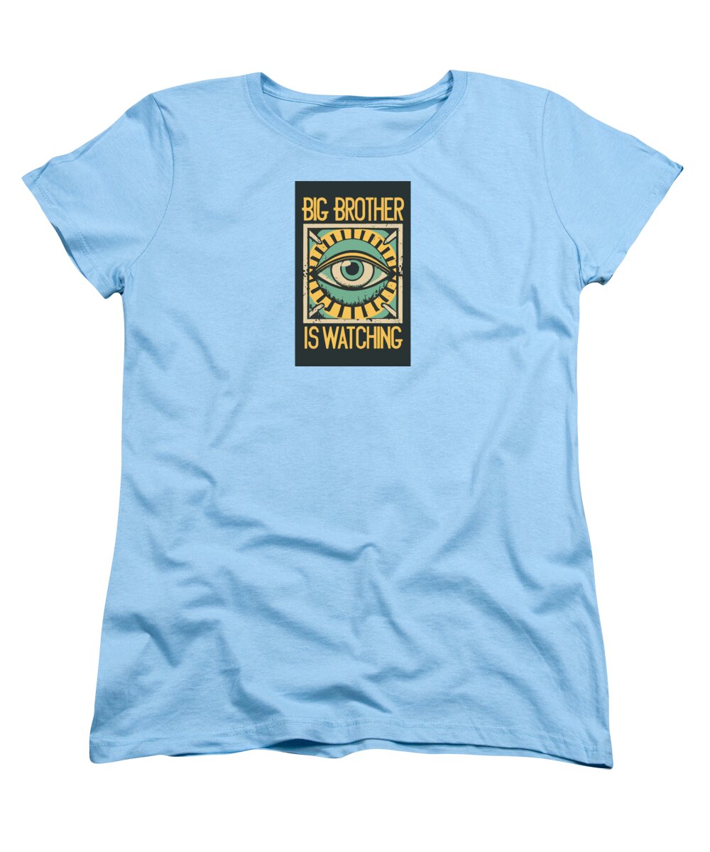 Women's light blue t-shirt with front eye graphic and text print