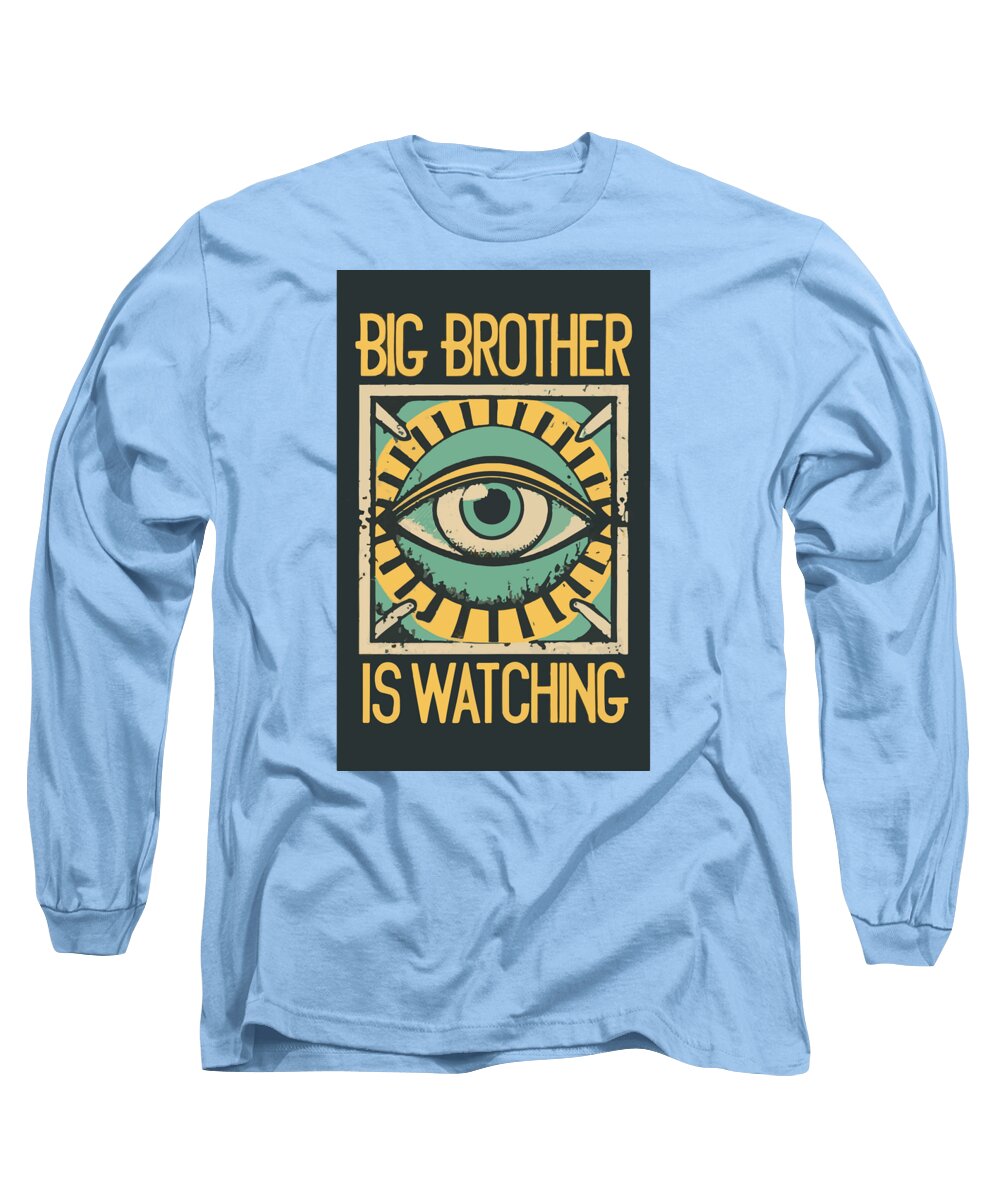 Light blue long-sleeve t-shirt with eye graphic and 'Big Brother is Watching' print