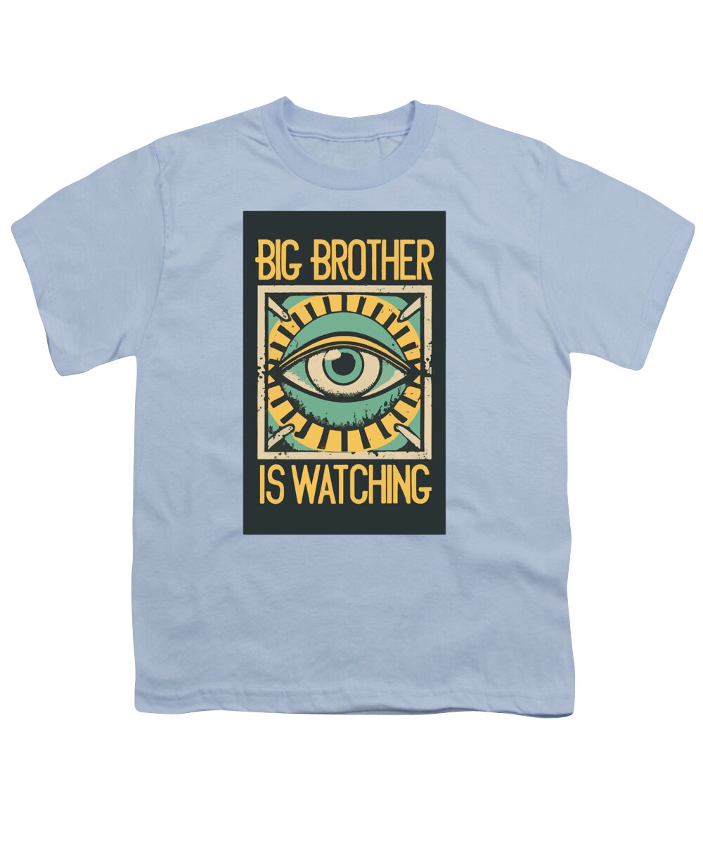 Light blue youth t-shirt with colorful watching eye front graphic