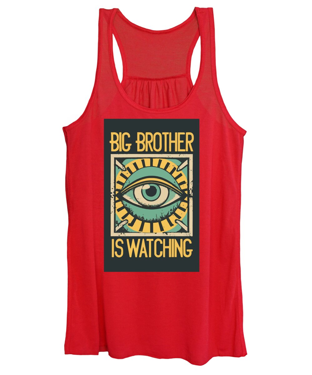 Red women’s tank top with front eye graphic