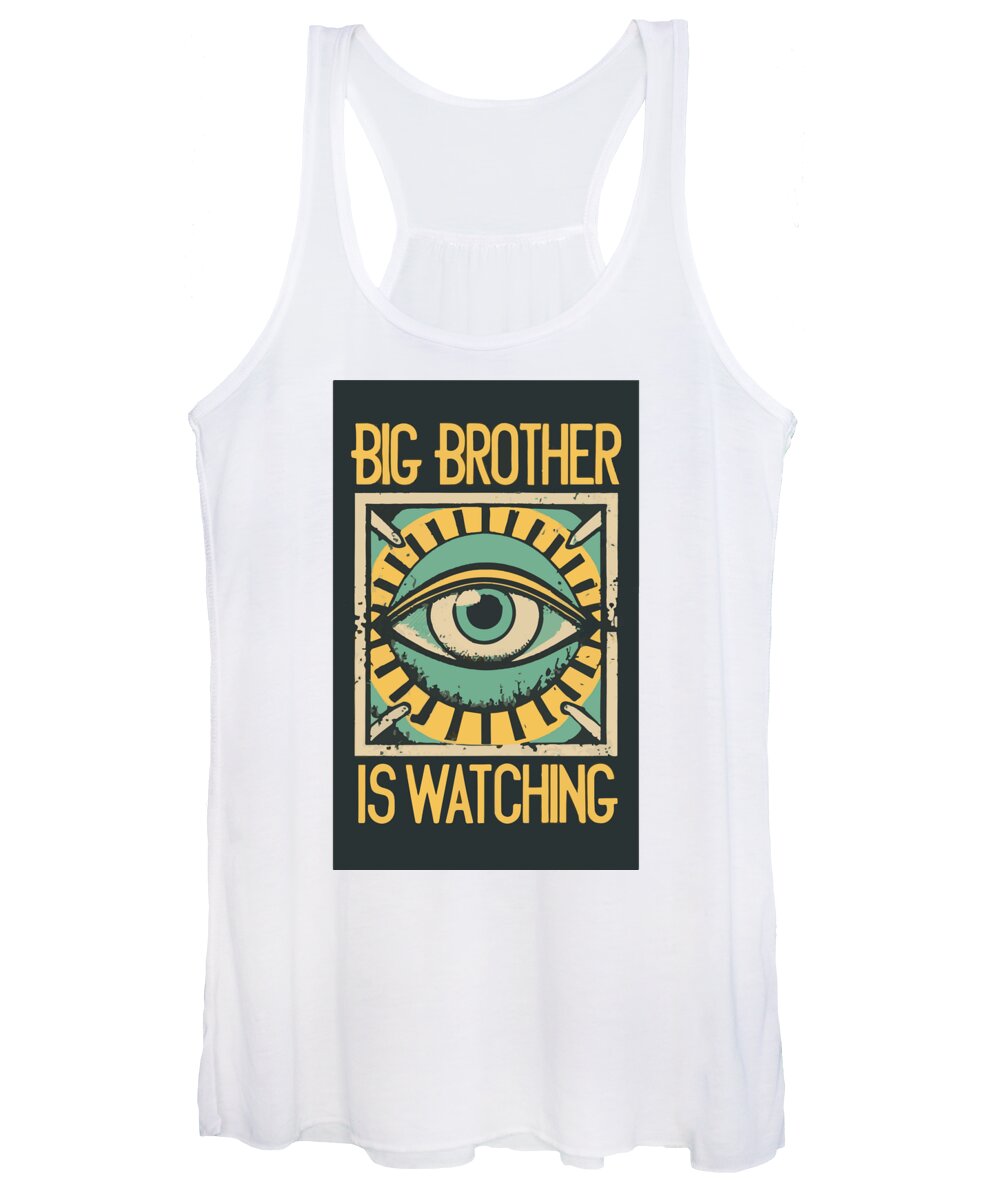 White women’s tank top with front eye graphic