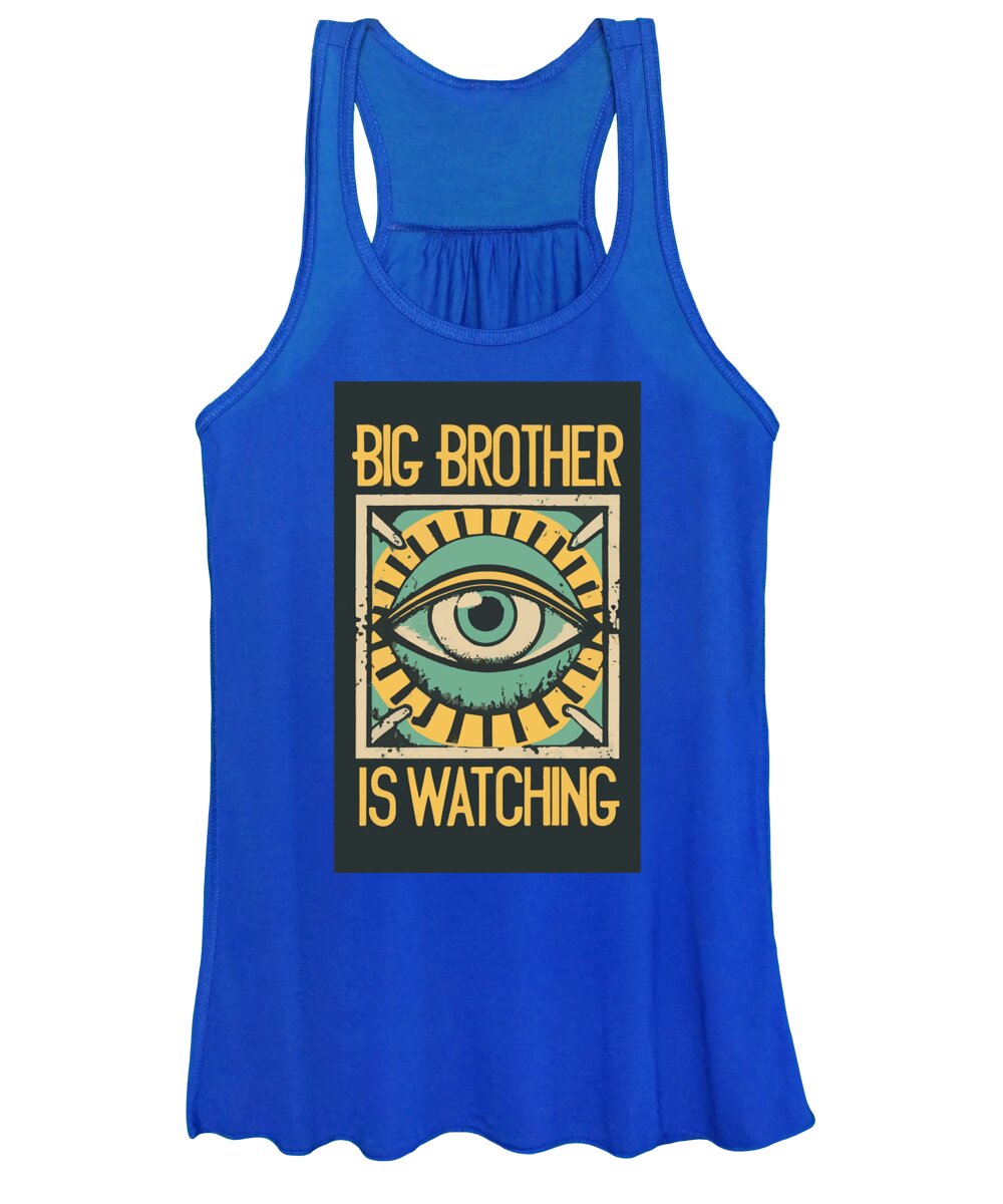 Royal blue women’s tank top with front eye graphic