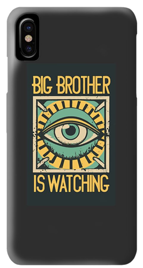 Gray phone case with Big Brother is Watching eye design