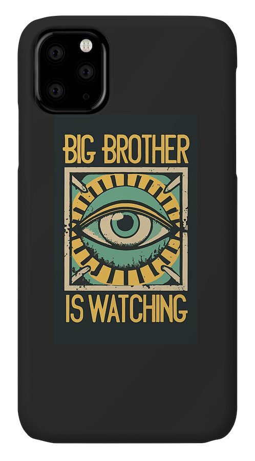 Black phone case with Big Brother is Watching eye design