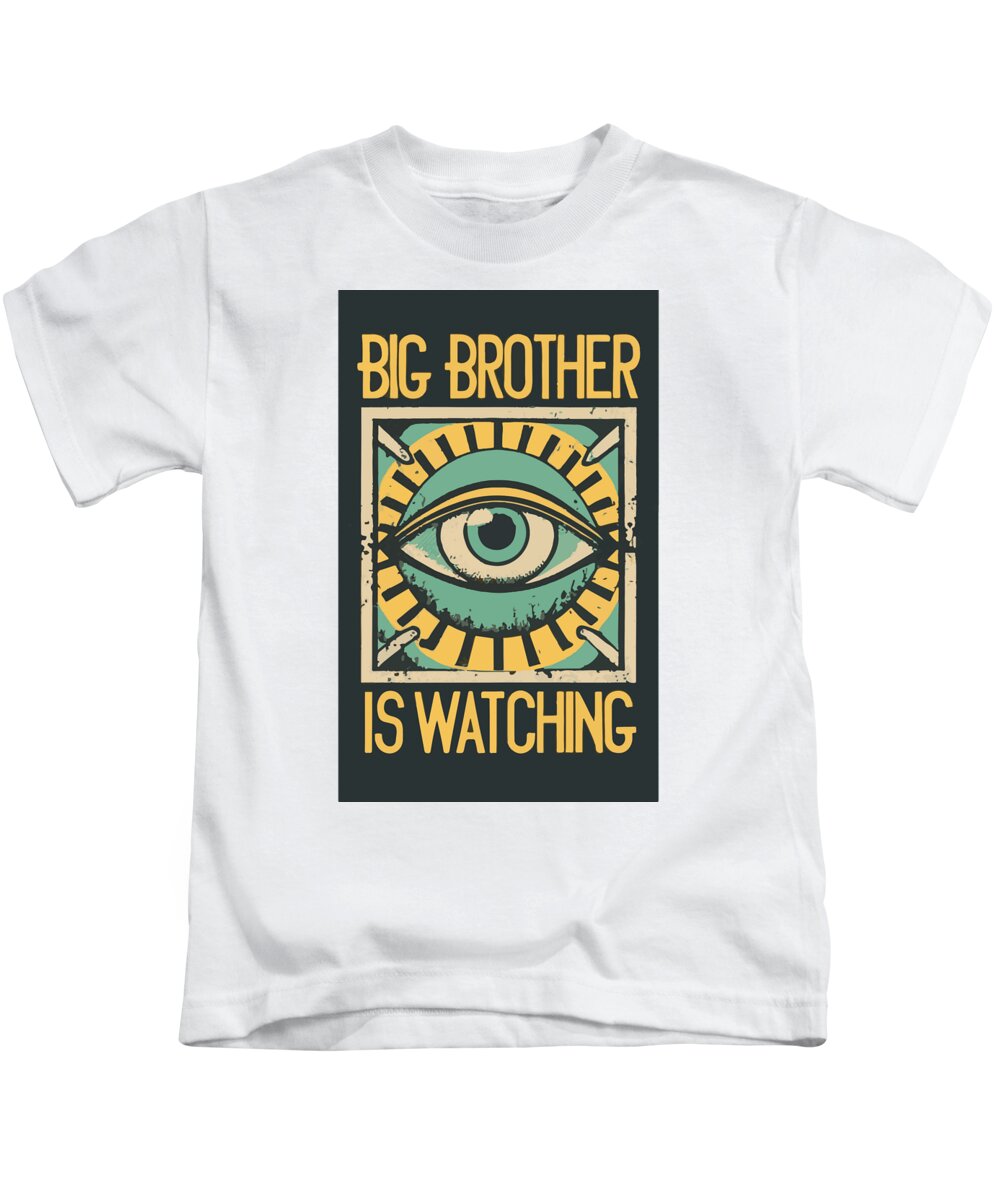 White kids T-shirt with 'Big Brother is Watching' eye print