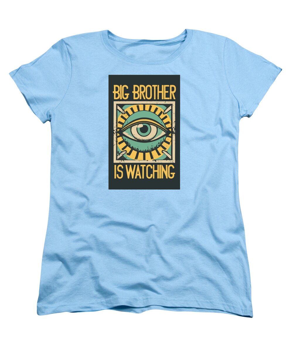 Light blue women's T-shirt with eye slogan graphic, crew neck.