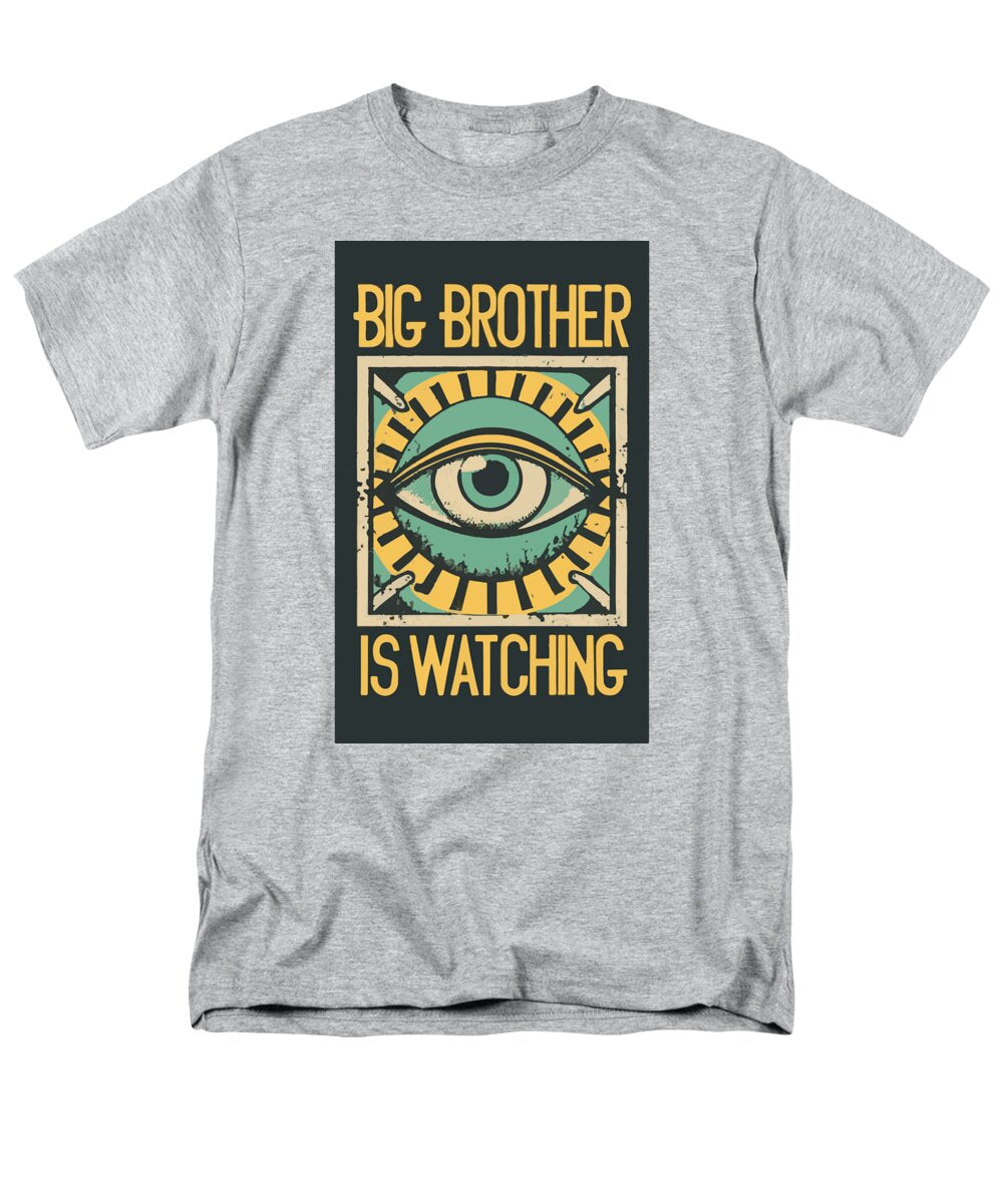 Men's T-shirt in heather gray with 'Big Brother is Watching' eye graphic