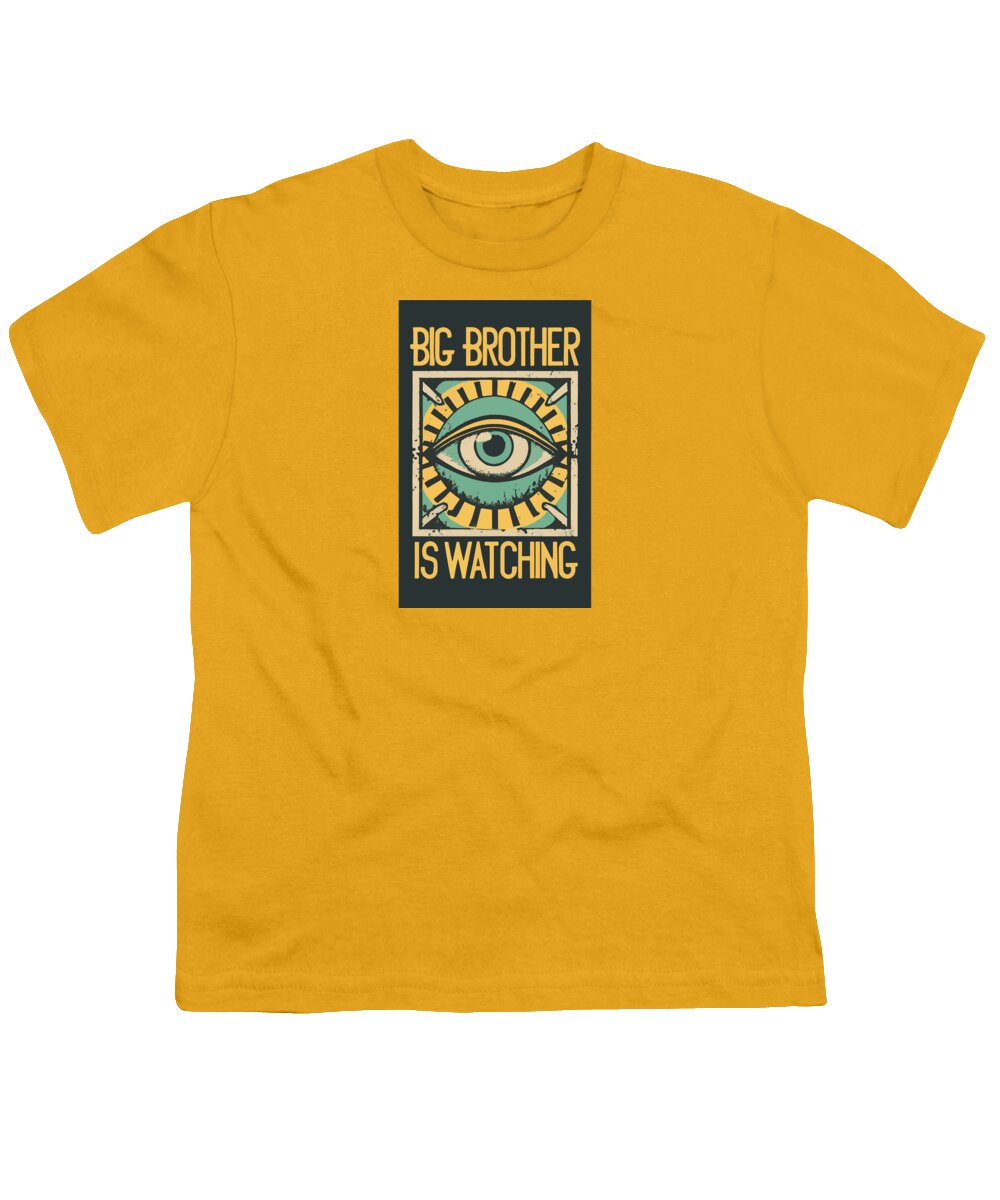 Youth T-shirt in yellow with centered eye graphic print