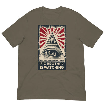 Asphalt graphic T-shirt with centered eye design and BIG BROTHER IS WATCHING text