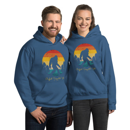 Blue hoodies with Bigfoot graphic front, pullover hood and kangaroo pocket