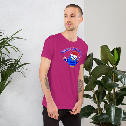 Purple Christmas owl T-shirt with “Merry Christmas” text and owl graphic on chest