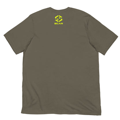 Graphic T-shirt, olive brown, back SCAR logo