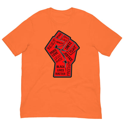Graphic T-shirt, orange, front fist and text graphic