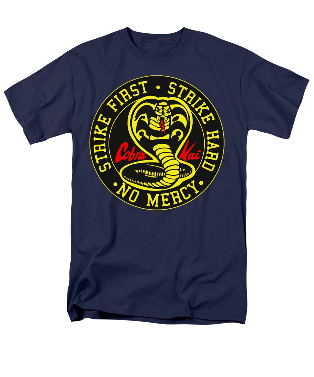 Men's navy T-shirt with circular Cobra Kai graphic at chest.