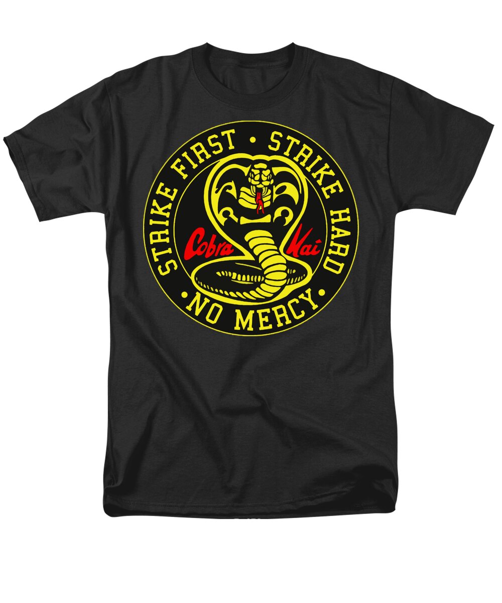 Black men's T-shirt with large circular Cobra Kai emblem graphic