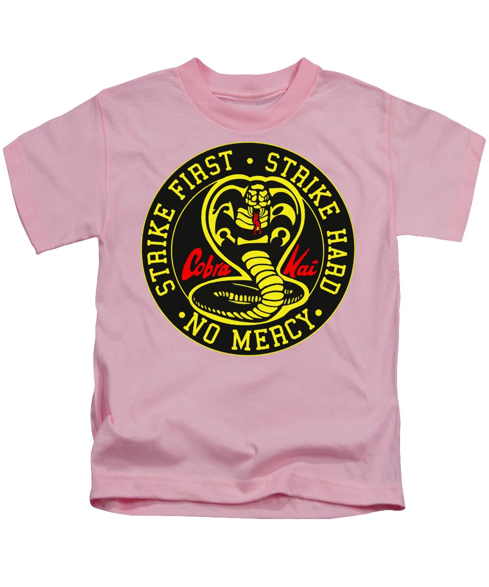 Kids pink T-shirt with Cobra karate logo graphic on the chest