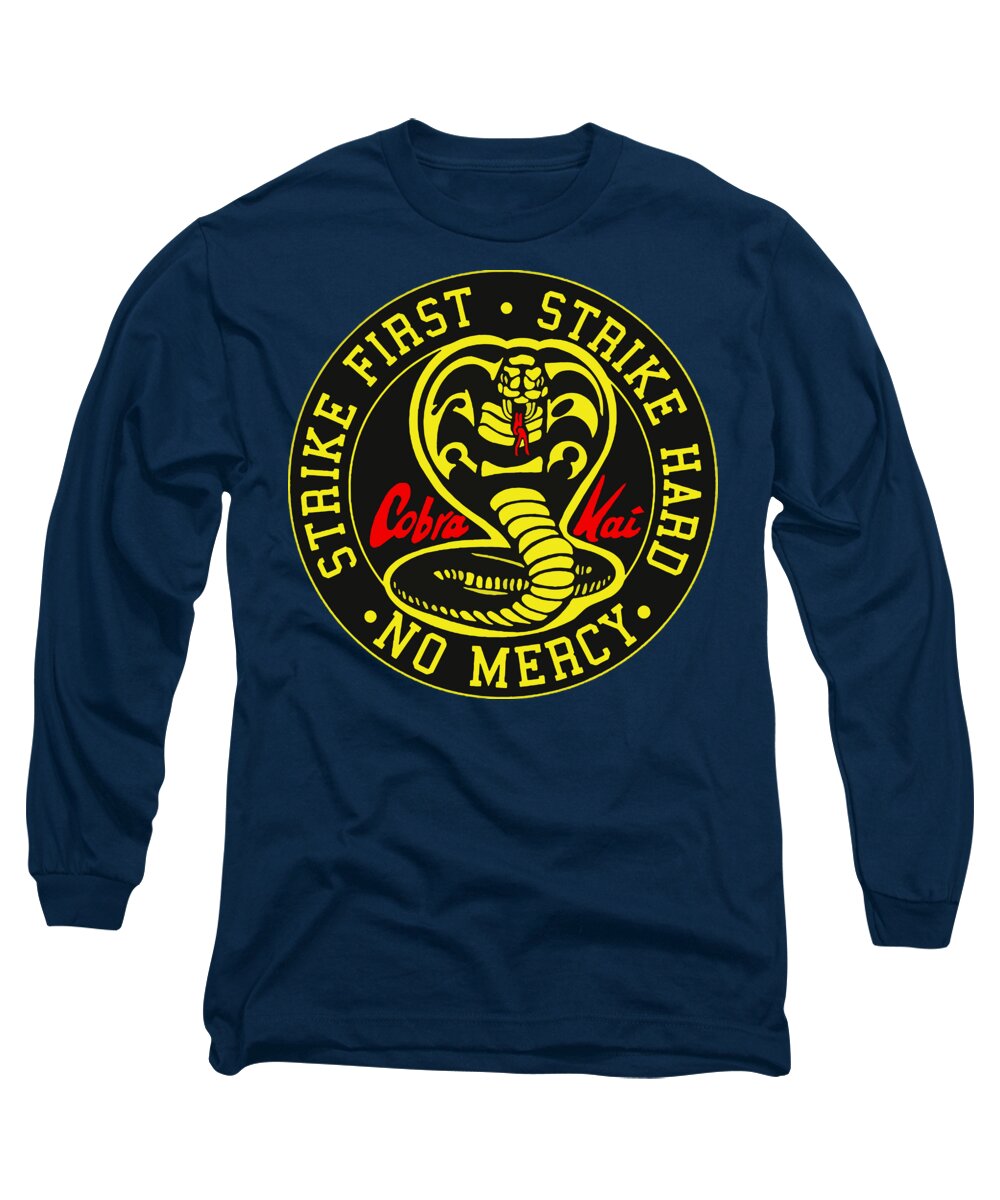 Navy long sleeve t-shirt with circular cobra logo graphic on front