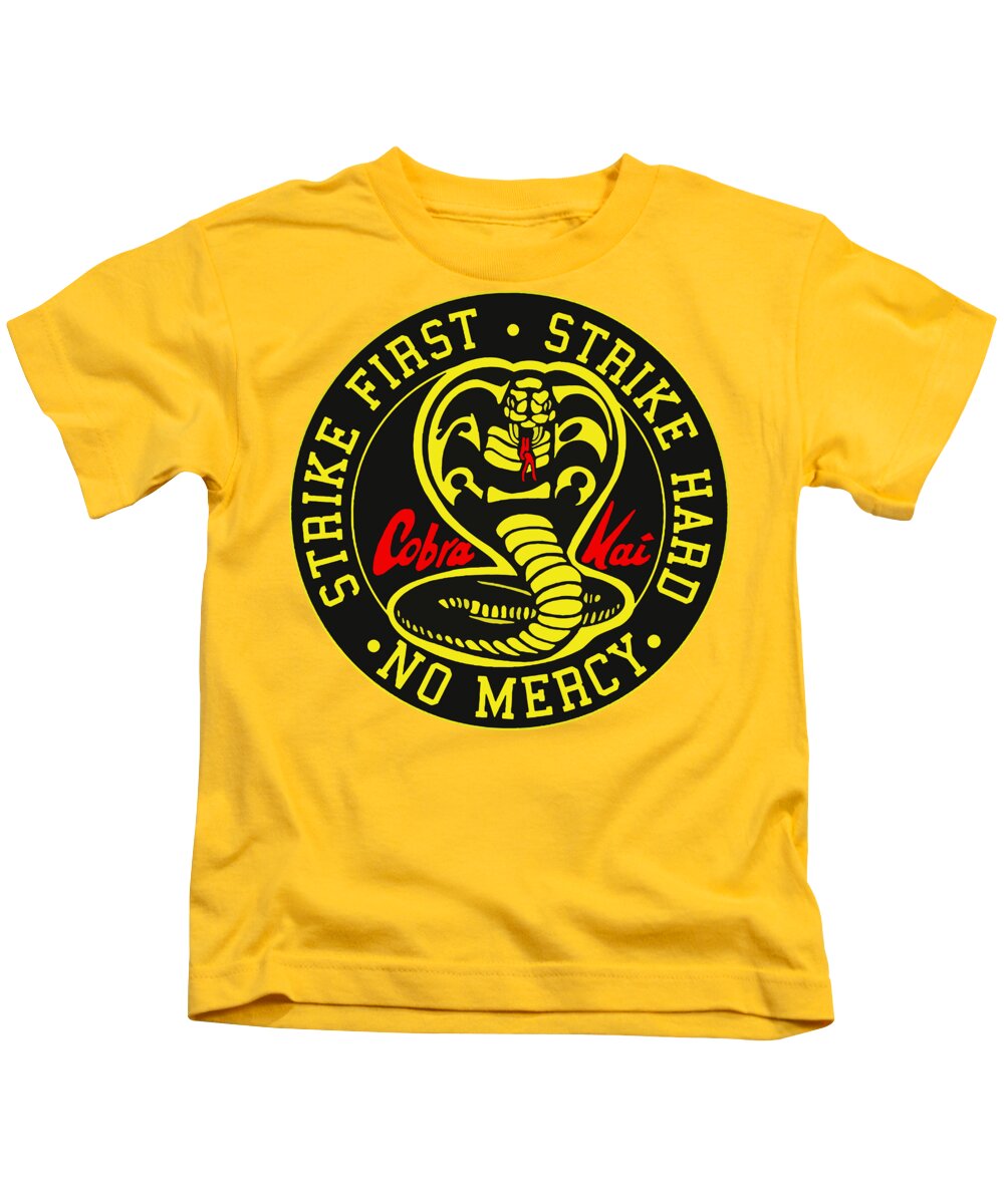 Kids yellow T-shirt with Cobra Kai circular logo graphic
