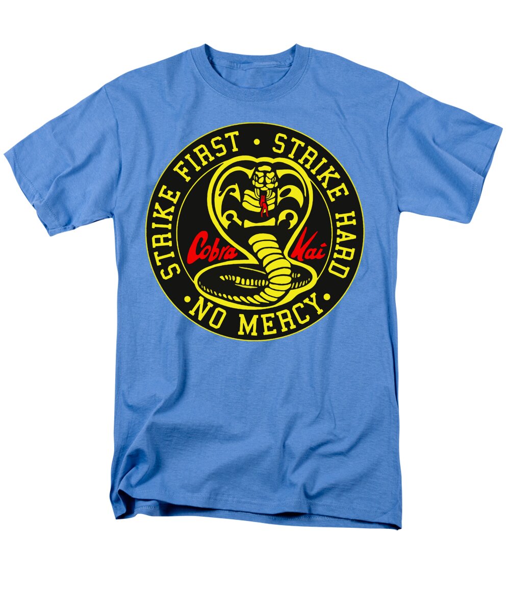 Light blue men's T-shirt with large circular Cobra Kai emblem graphic