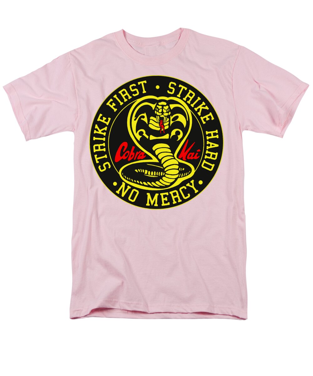 Men's light-pink T-shirt with circular Cobra Kai graphic at chest.